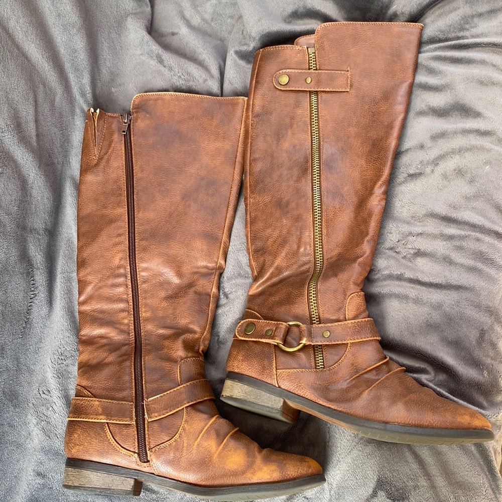 Rampage Tall boots, cognac fabric, size 7